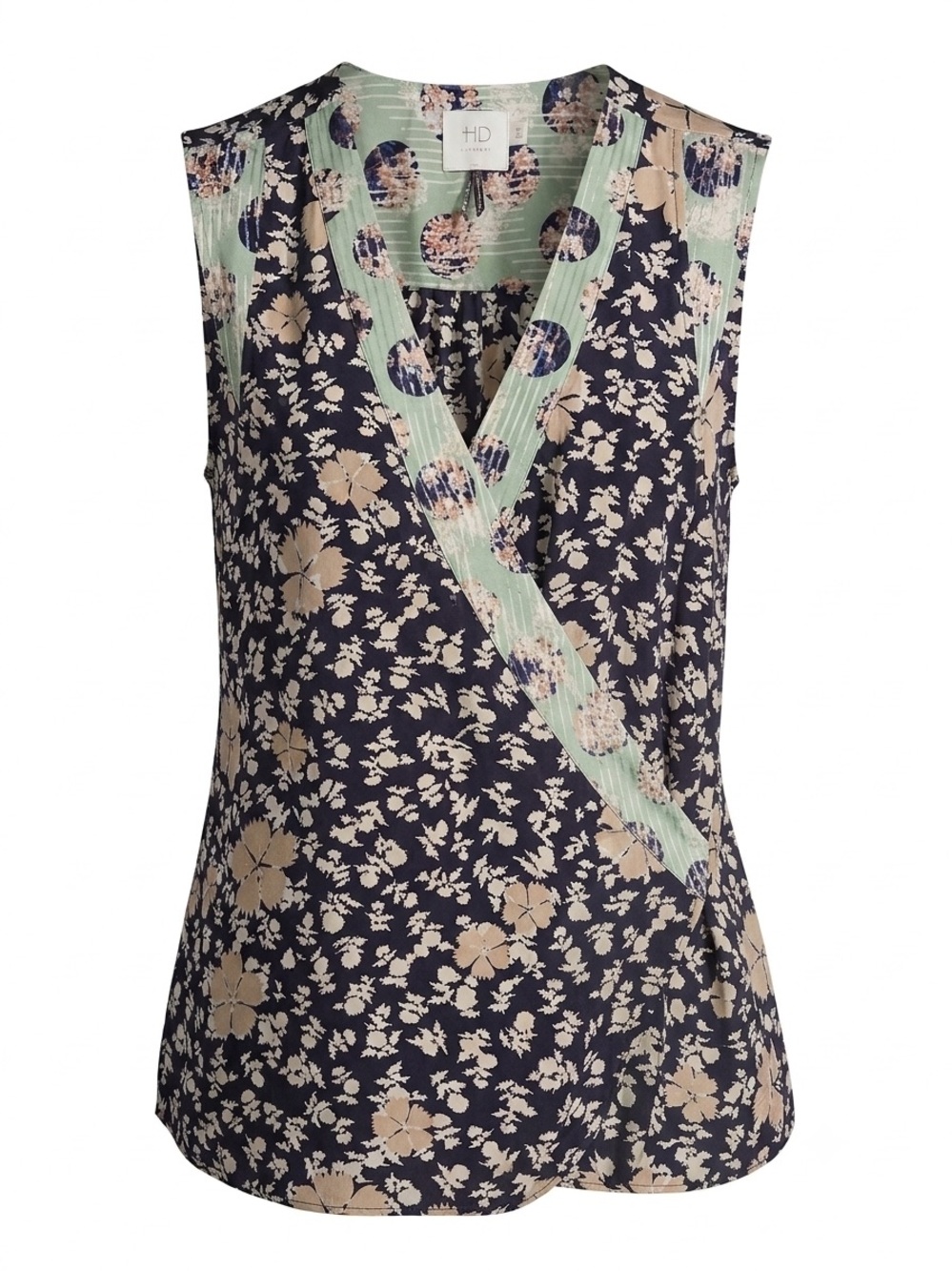HD in Paris Anthropologie Floral Sleeveless Wrap Top Blouse Multi Silk Sz 8 - Picture 1 of 7